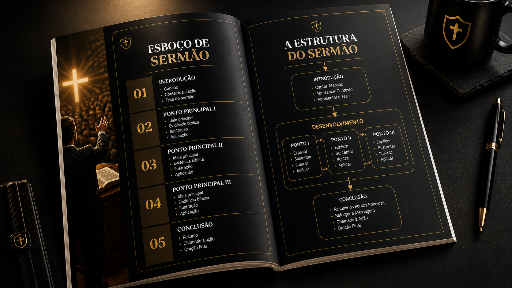 Páginas de exemplo do guia sobre pregação